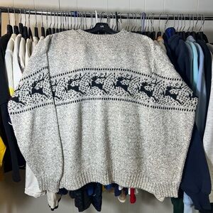 Classic Gray Fair Isle Knit Sweater - Men